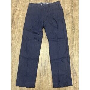 Lauren Ralph Lauren 100% Linen Pants Trousers Mens 35x32 Navy Blue Classic Slack